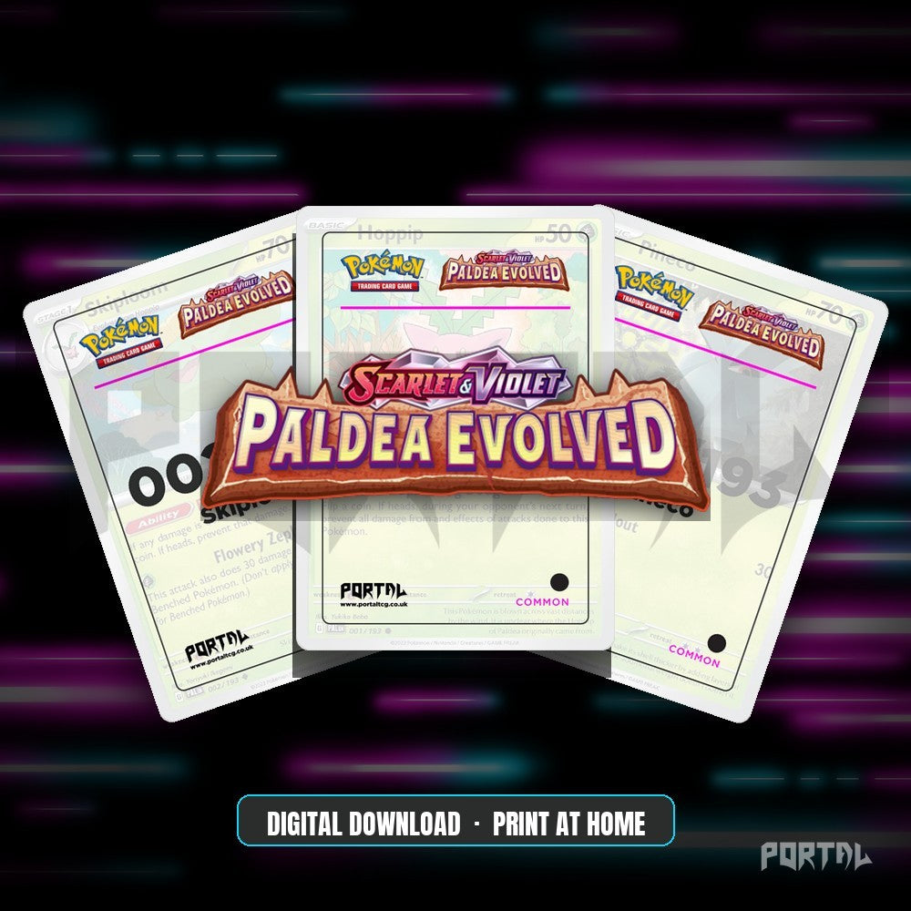 Paldea Evolved master set placeholders, digital download, Portal TCG