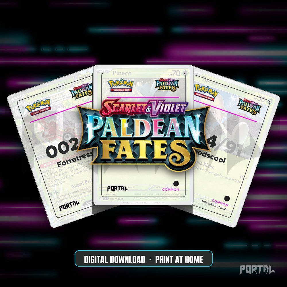 Paldean Fates master set placeholders, digital download, Portal TCG