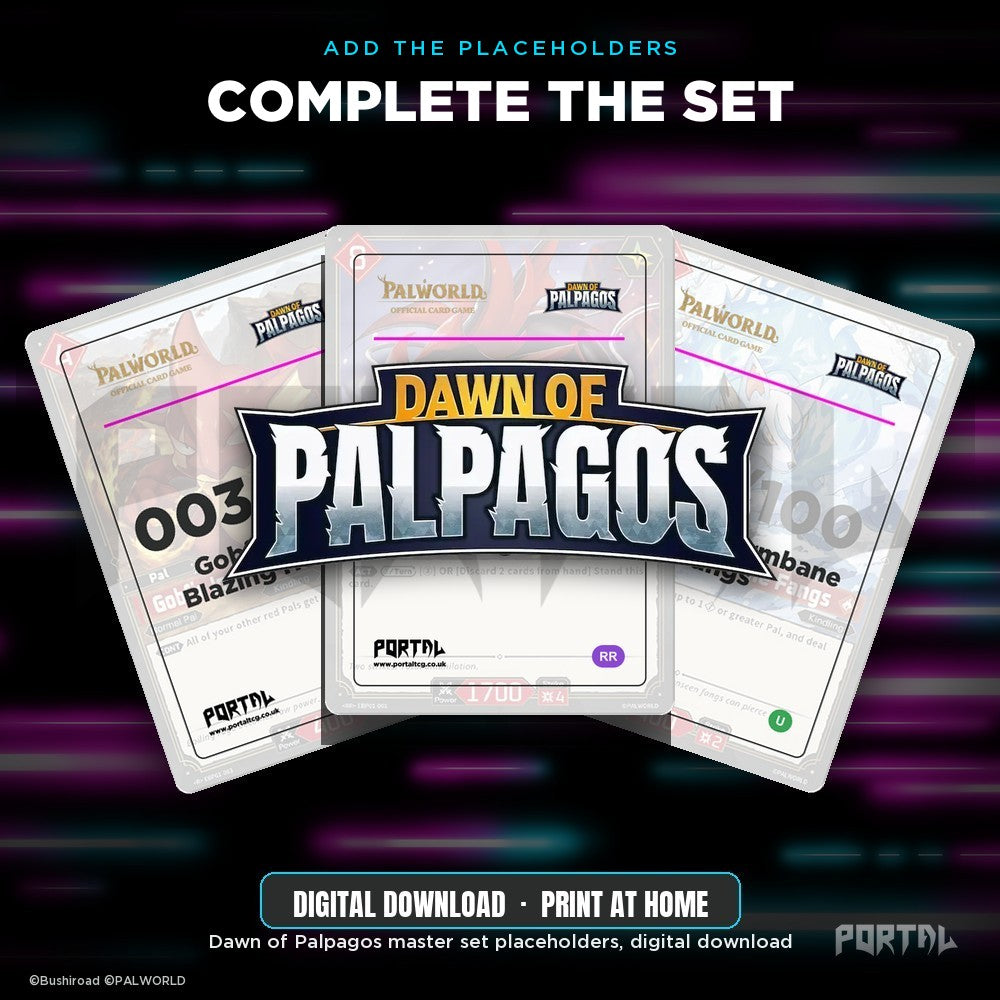 Palworld Dawn of Palpagos, complete the set with the master set placeholders, digital download. ©Bushiroad ©PALWORLD