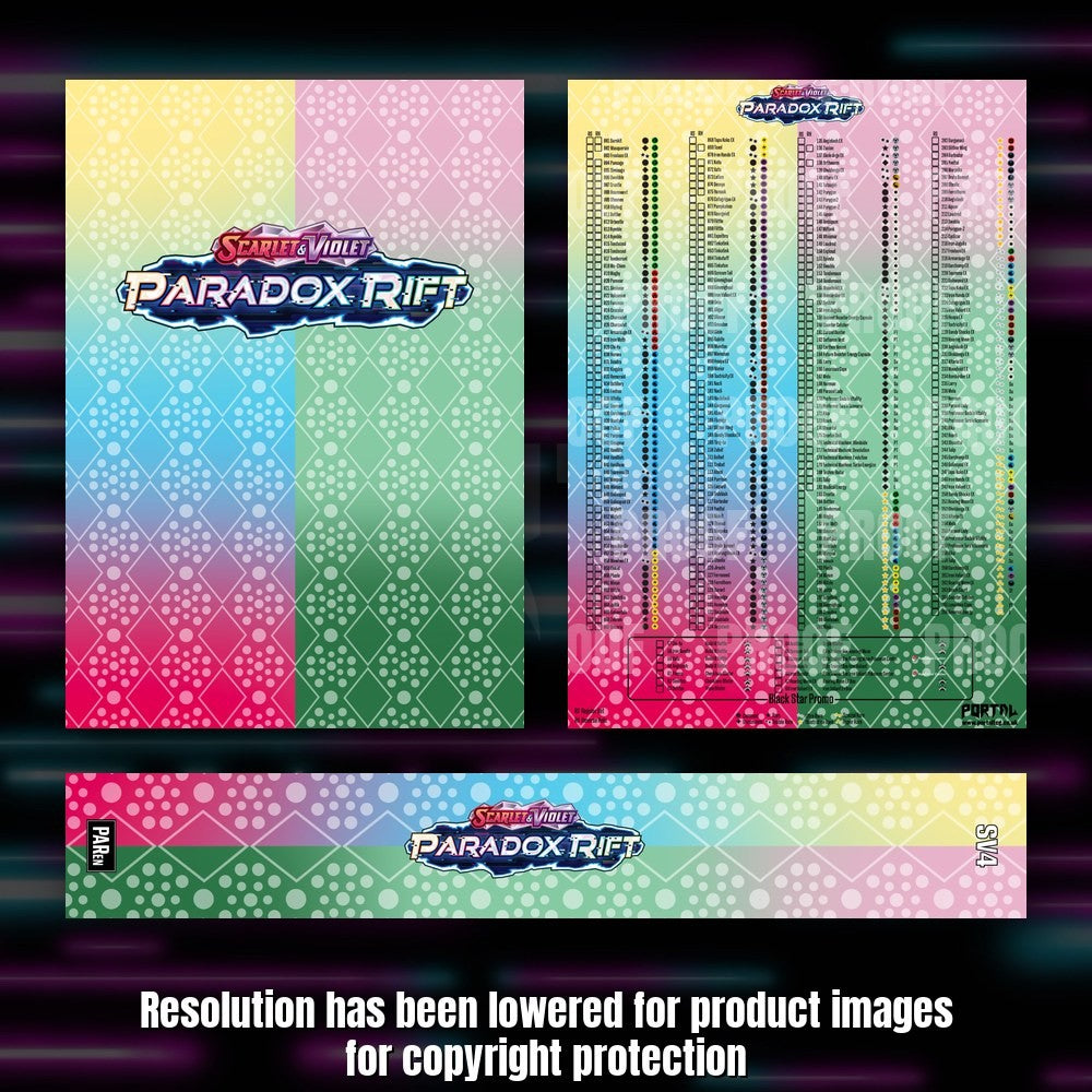 Pokemon Paradox Rift master set checklist kit, full kit with cover, spine and checklist, Portal TCG