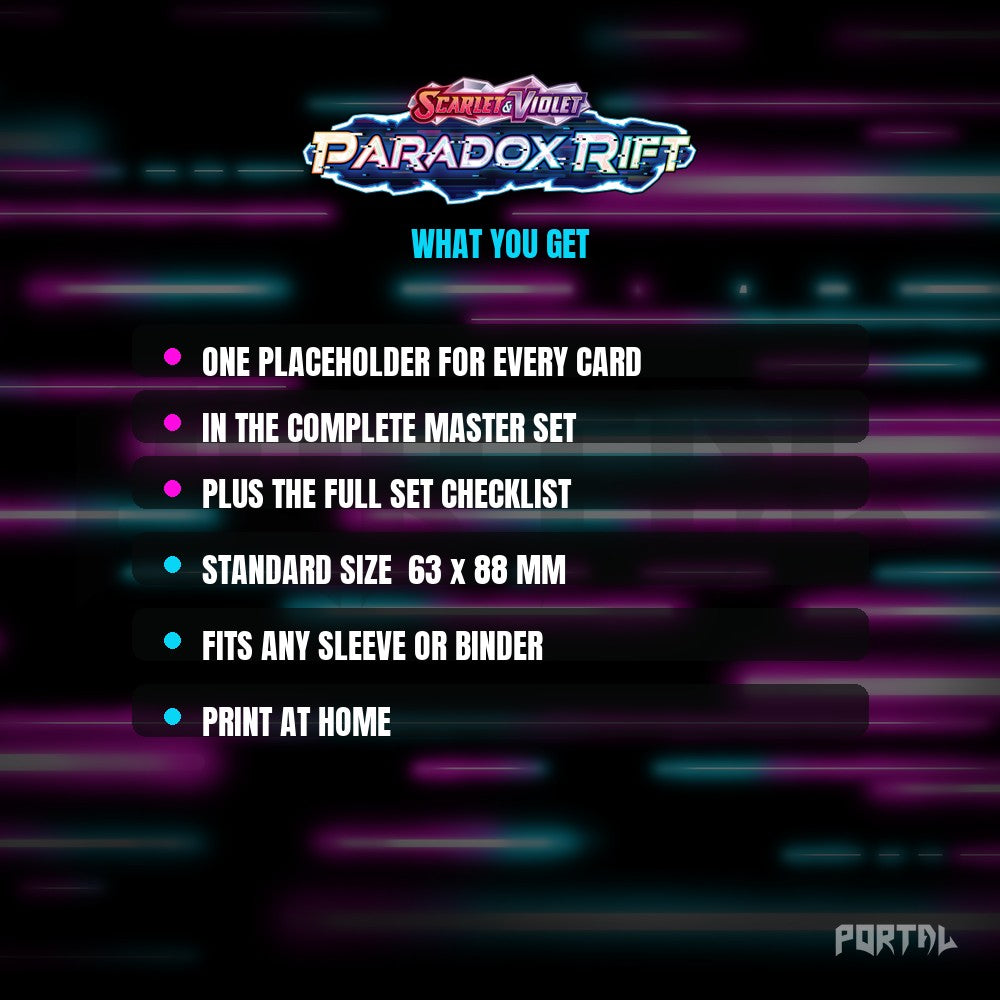 Paradox Rift master set placeholder cards, what is included