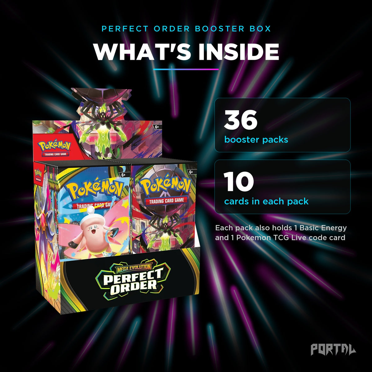 Pokemon Perfect Order booster box, what's inside, Portal TCG
