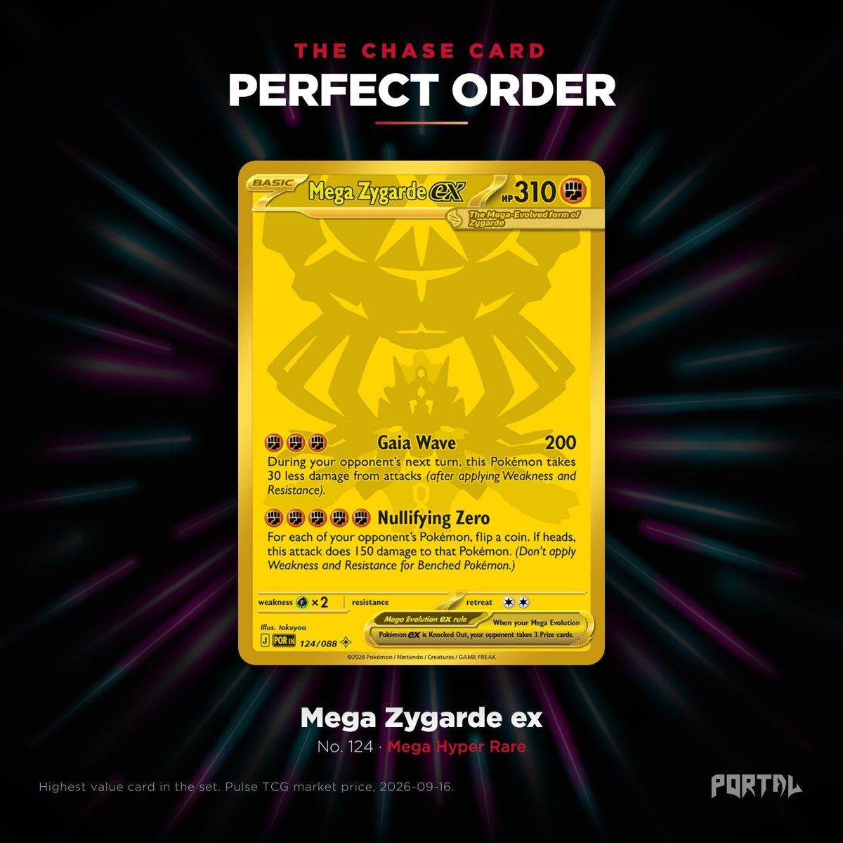 Pokemon Perfect Order booster box, chase card, Portal TCG