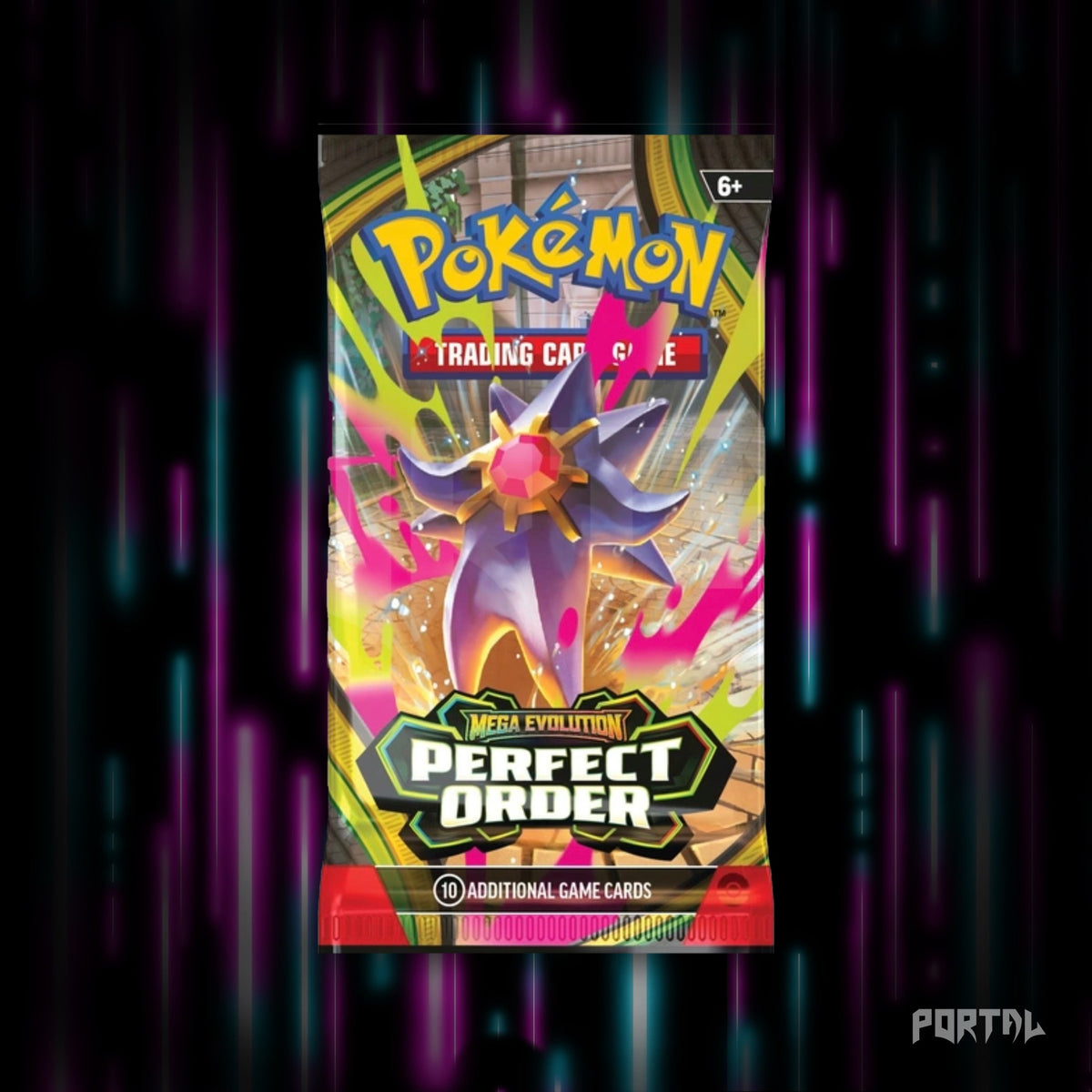 Pokemon Perfect Order booster pack, pack front, Portal TCG