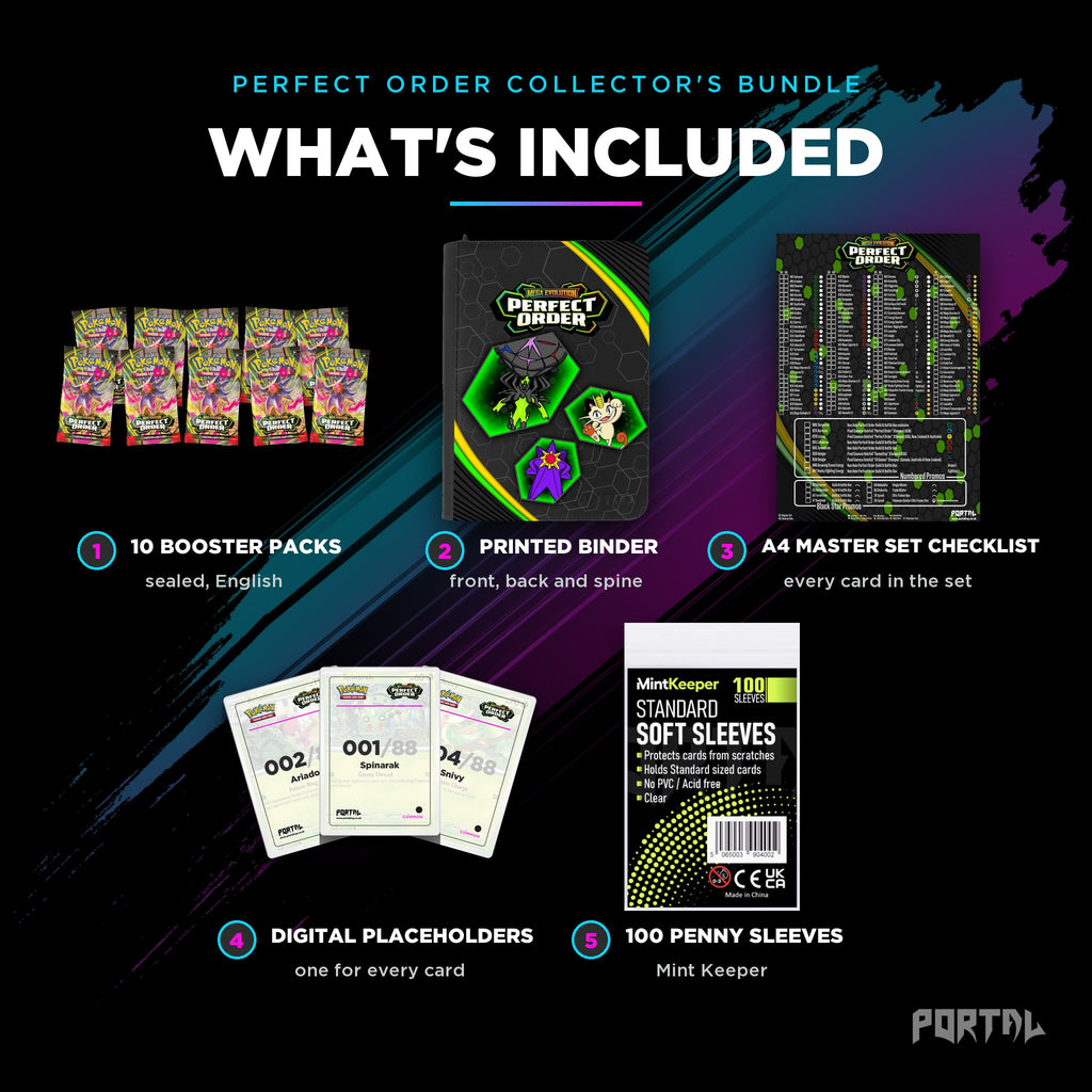 Pokemon Perfect Order collector's bundle, what's included, Portal TCG