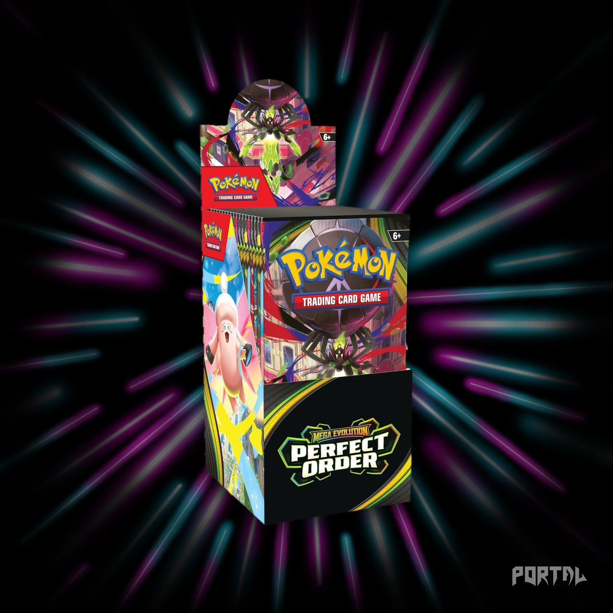 Pokemon Perfect Order half booster box, box front, Portal TCG