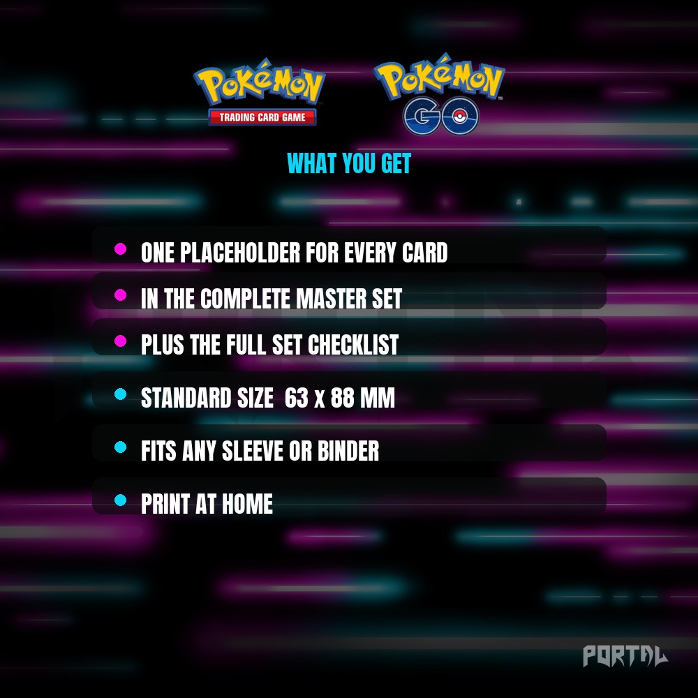 Pokemon GO master set placeholders, what you get, Portal TCG