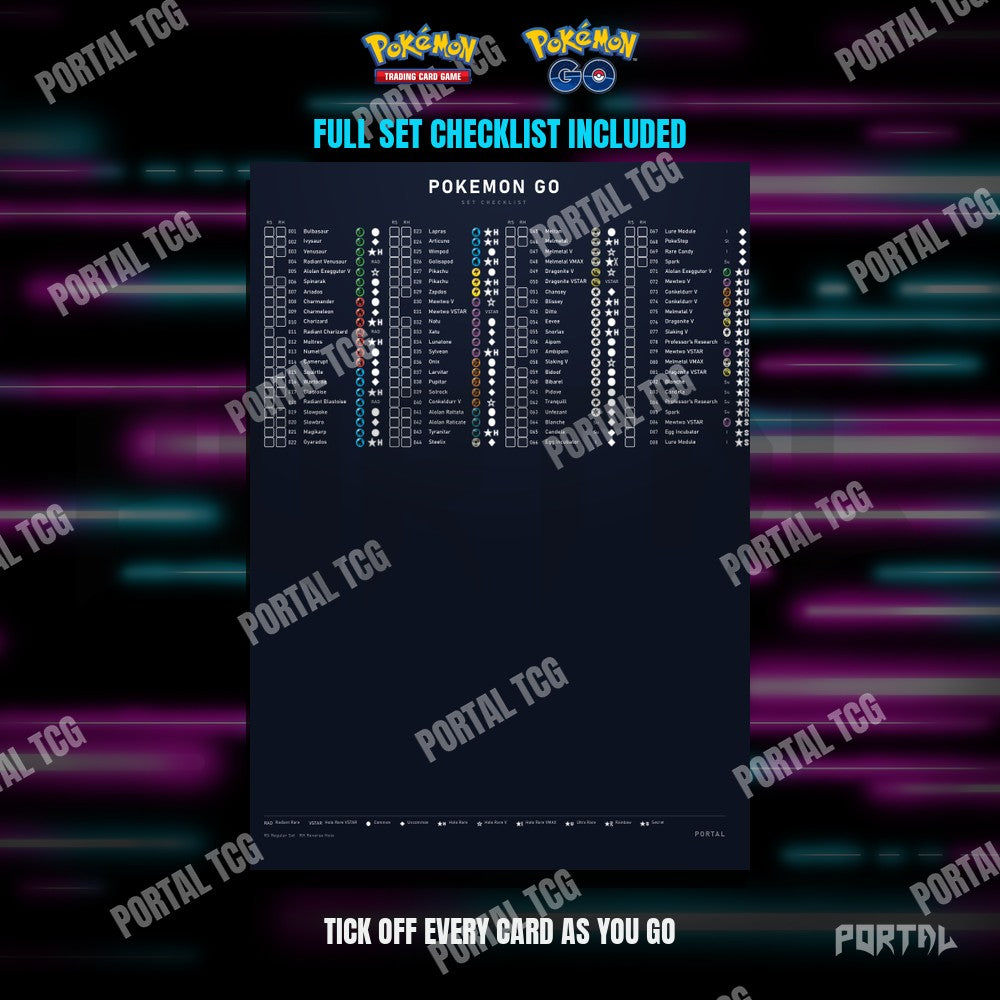 Pokemon GO master set placeholders, checklist included, Portal TCG