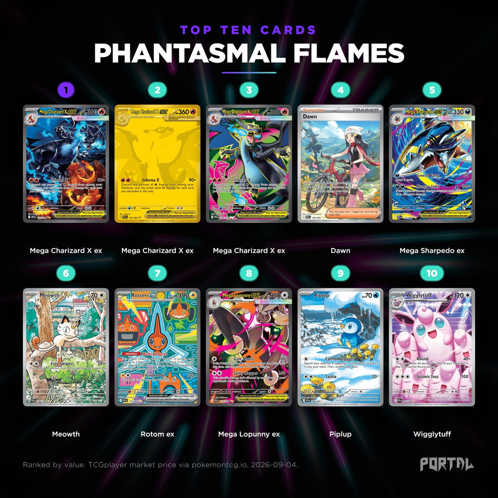 Pokemon Phantasmal Flames booster box, top ten cards, Portal TCG