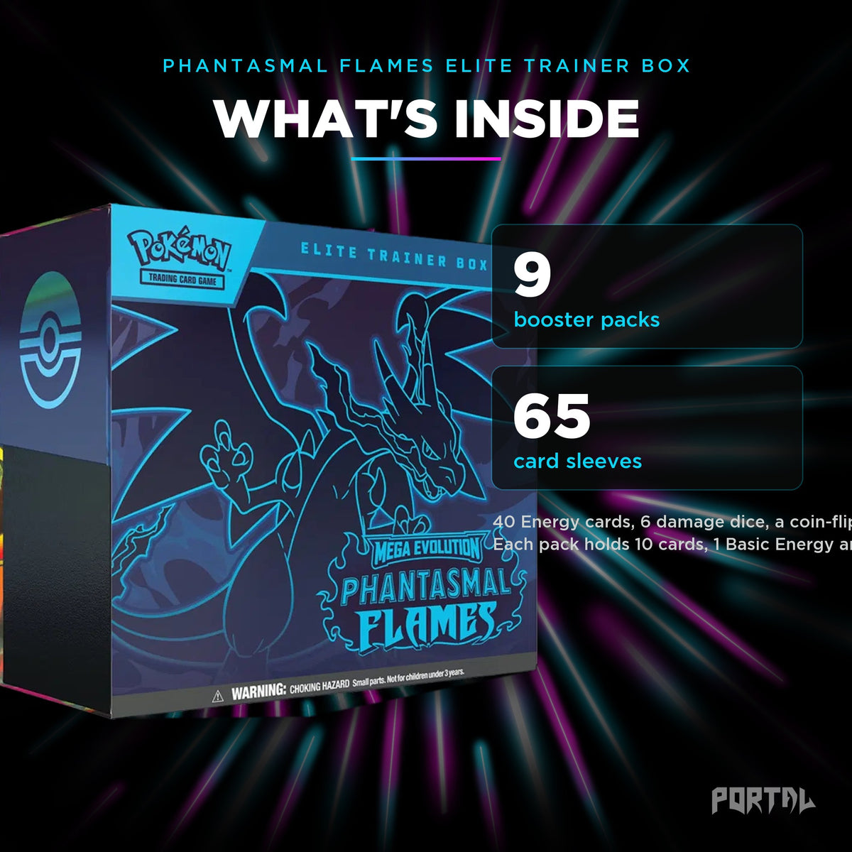 Pokemon Phantasmal Flames elite trainer box, what's inside, Portal TCG