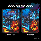 Pokemon Phantasmal Flames Mega Charizard premium binder, with logo and without logo side by side, Portal TCG