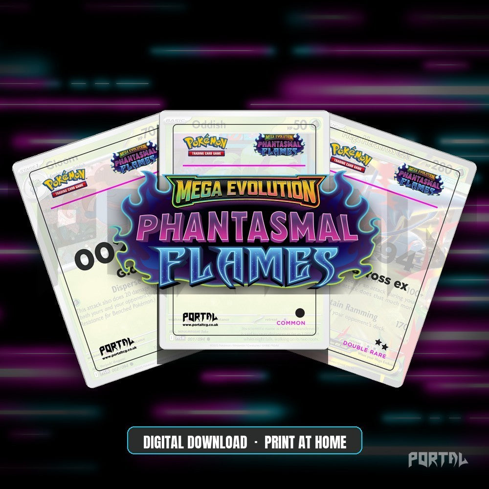 Pokemon Phantasmal Flames Mega Charizard premium collector's bundle, digital placeholders, Portal TCG