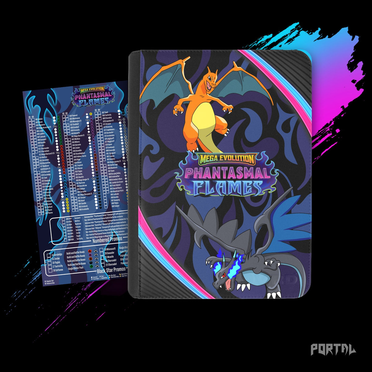 Pokemon Phantasmal Flames standard binder, with its checklist, Portal TCG