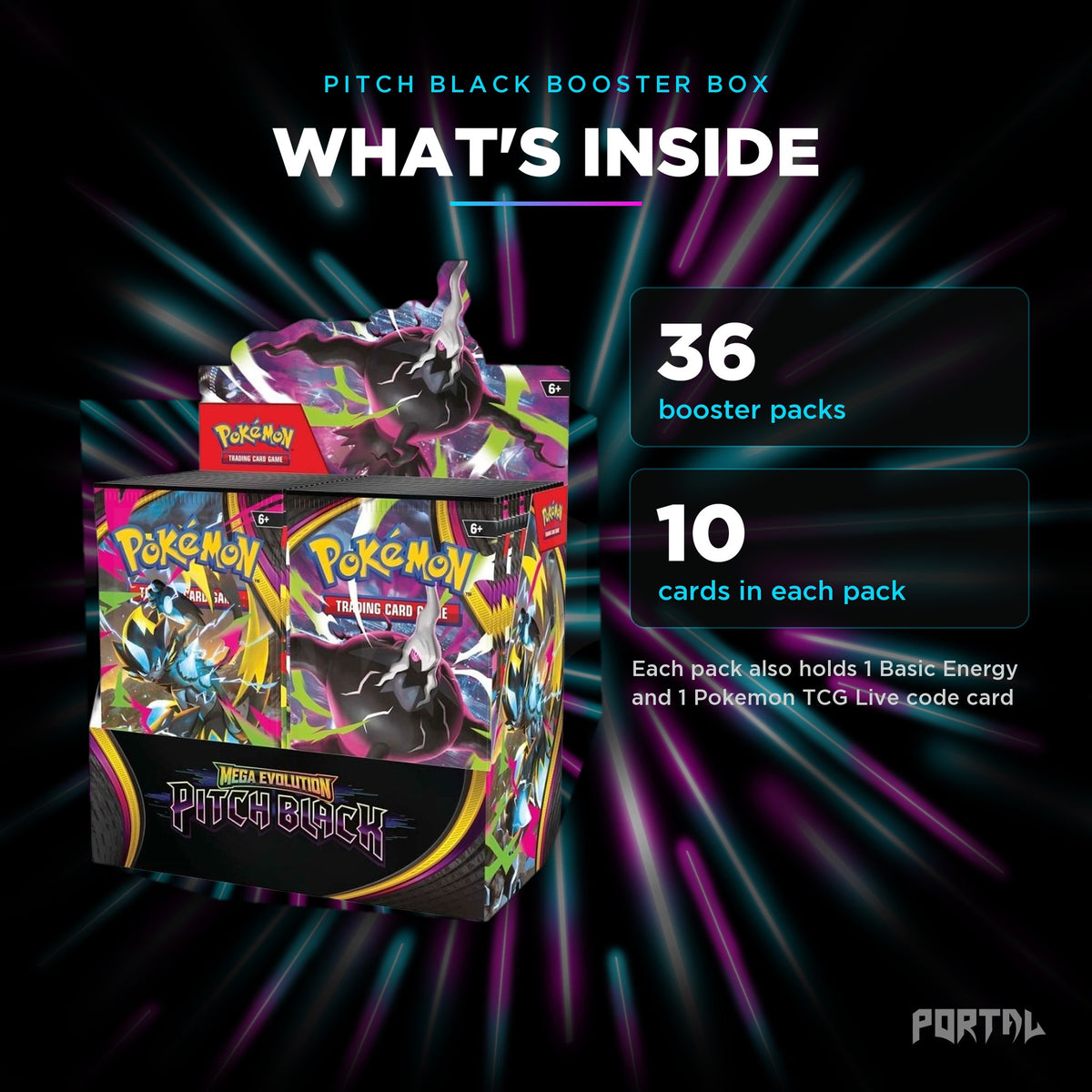 Pokemon Pitch Black booster box, what's inside, Portal TCG