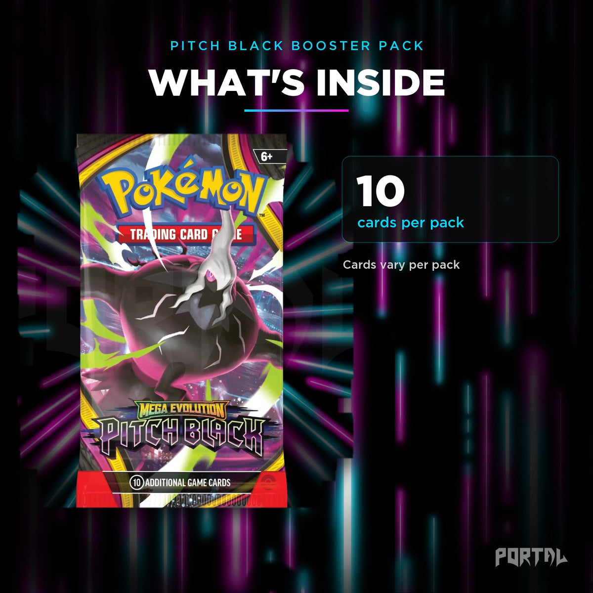 Pokemon Pitch Black booster pack, what's inside, Portal TCG