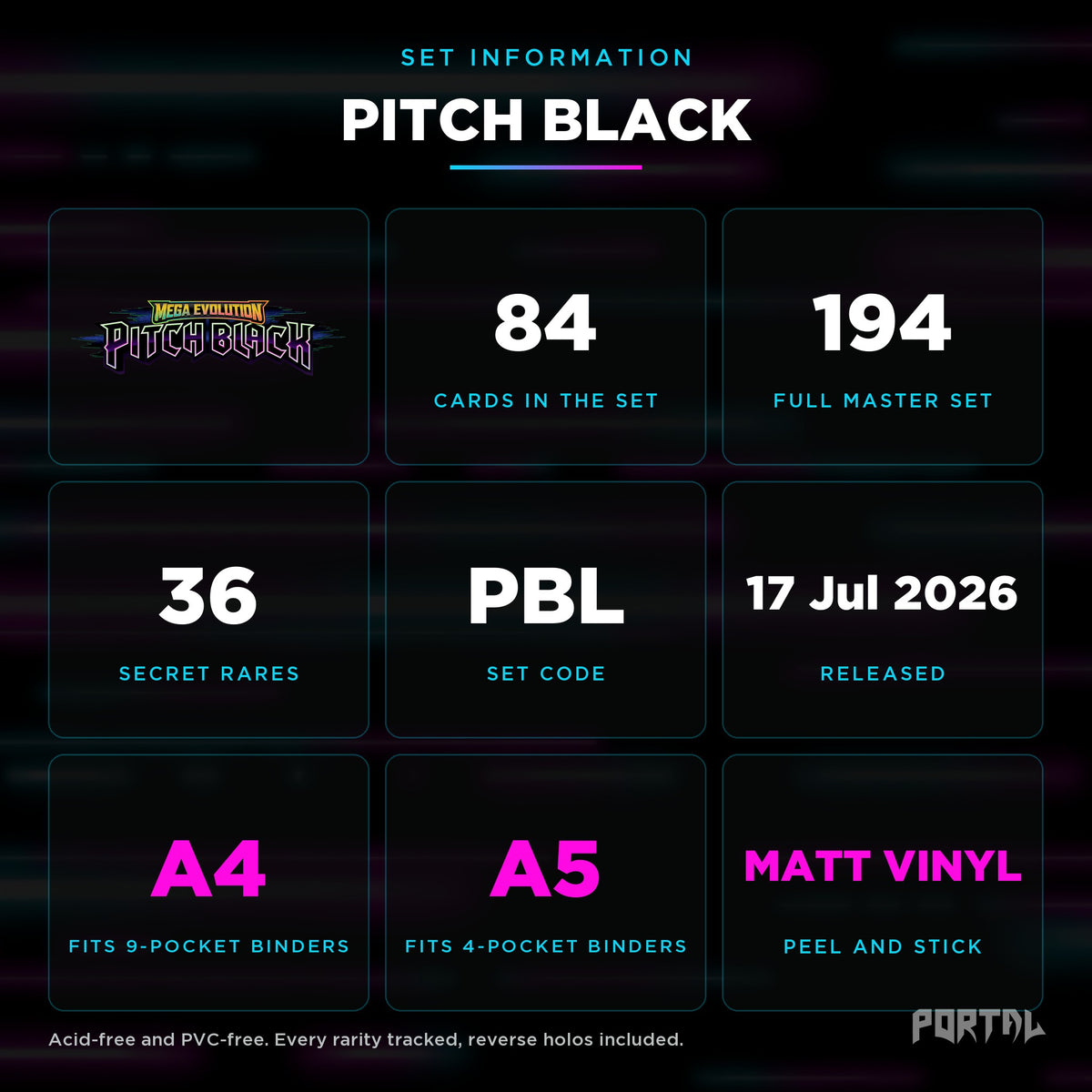 Pokemon Pitch Black master set checklist kit, set information, Portal TCG