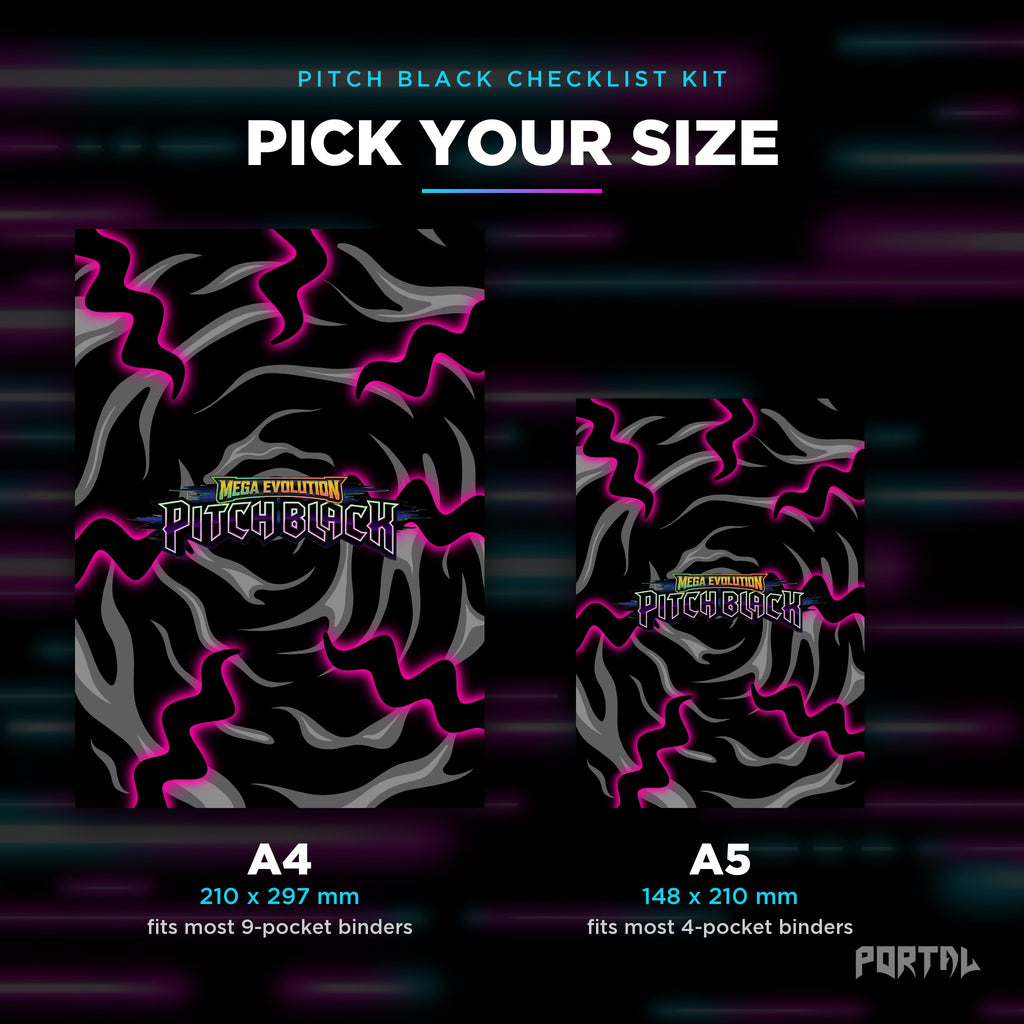 Pokemon Pitch Black master set checklist kit, A4 and A5 sizes, Portal TCG