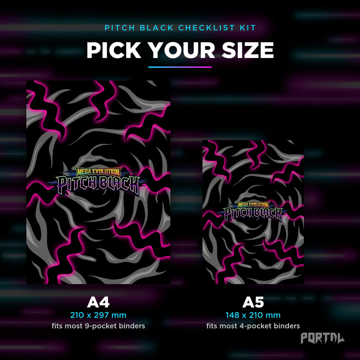 Pokemon Pitch Black master set checklist kit, A4 and A5 sizes, Portal TCG