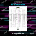 The free Pitch Black master set checklist included with the placeholders