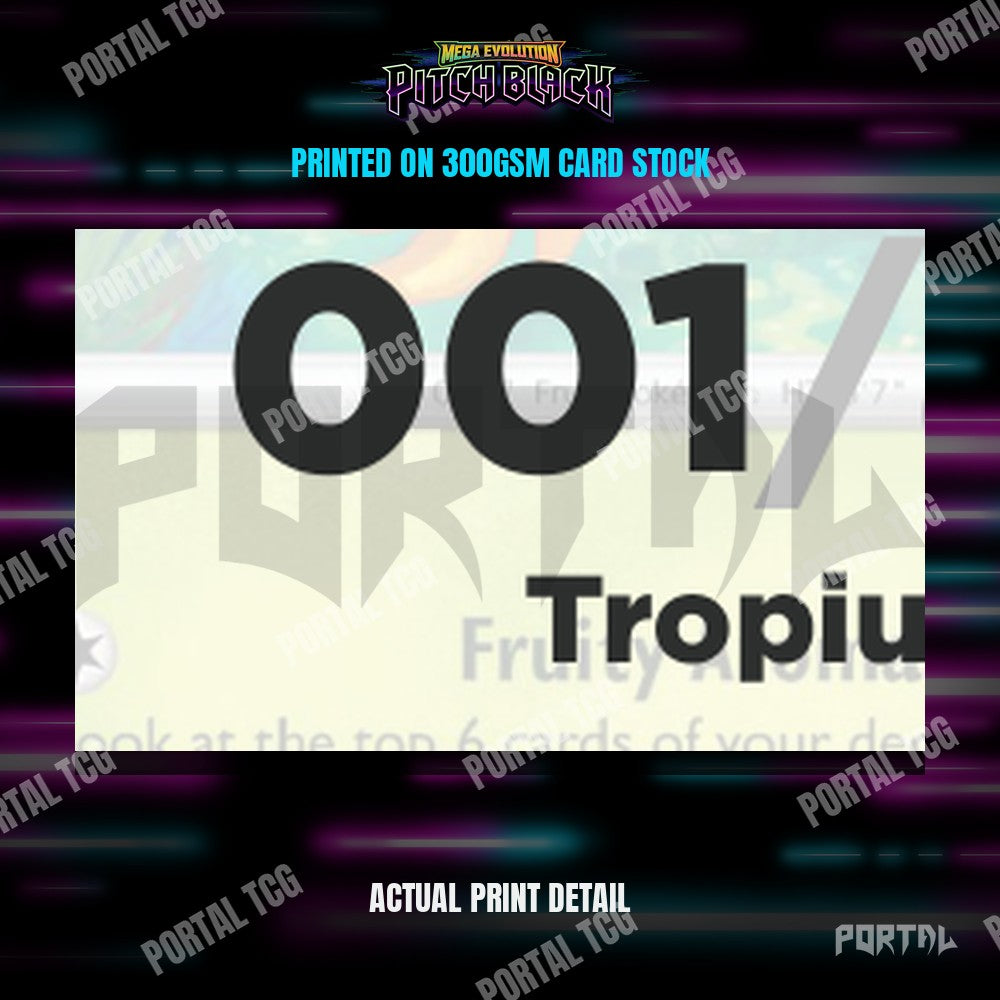 Close up of the print quality on a Pitch Black placeholder card
