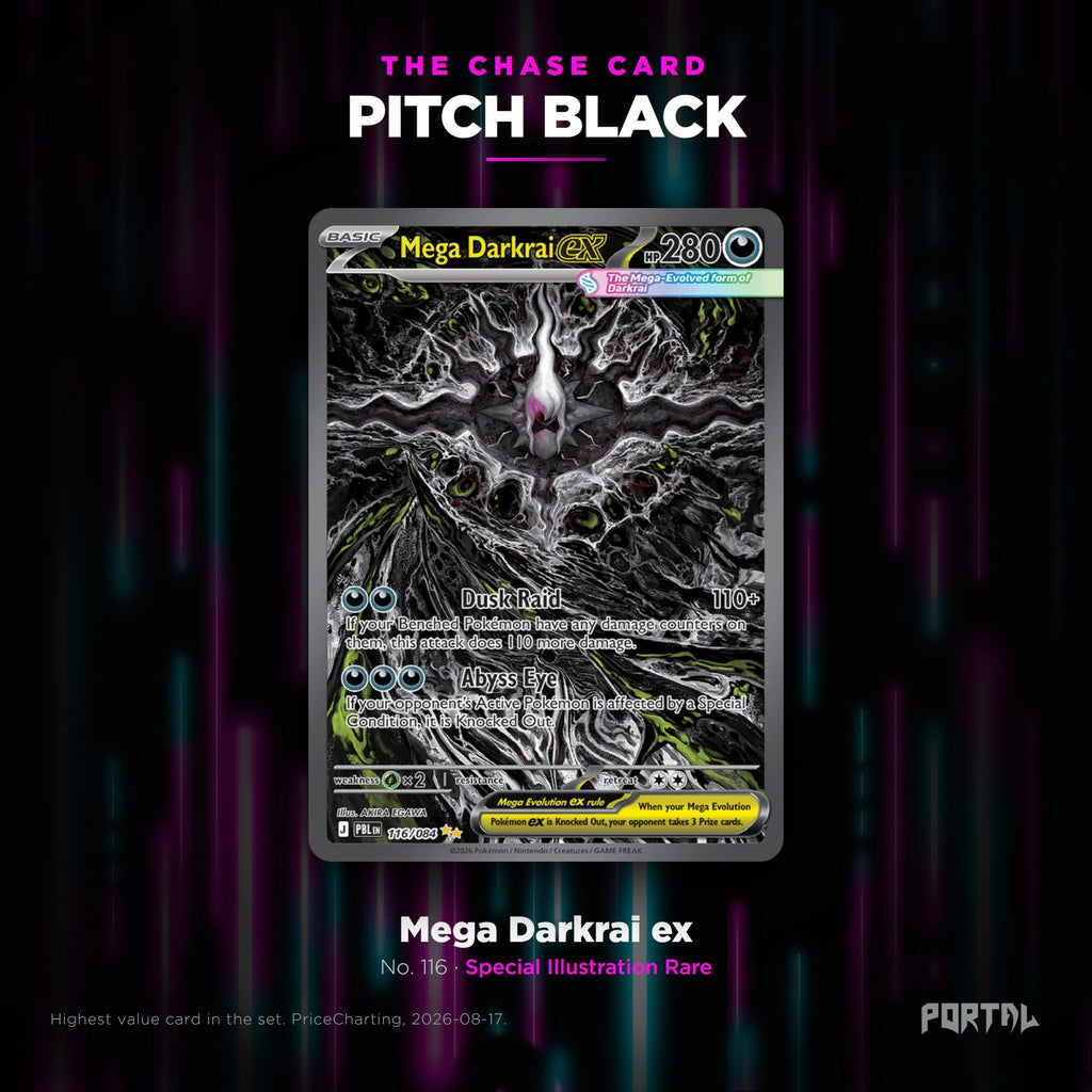Pokemon Pitch Black elite trainer box, chase card, Portal TCG