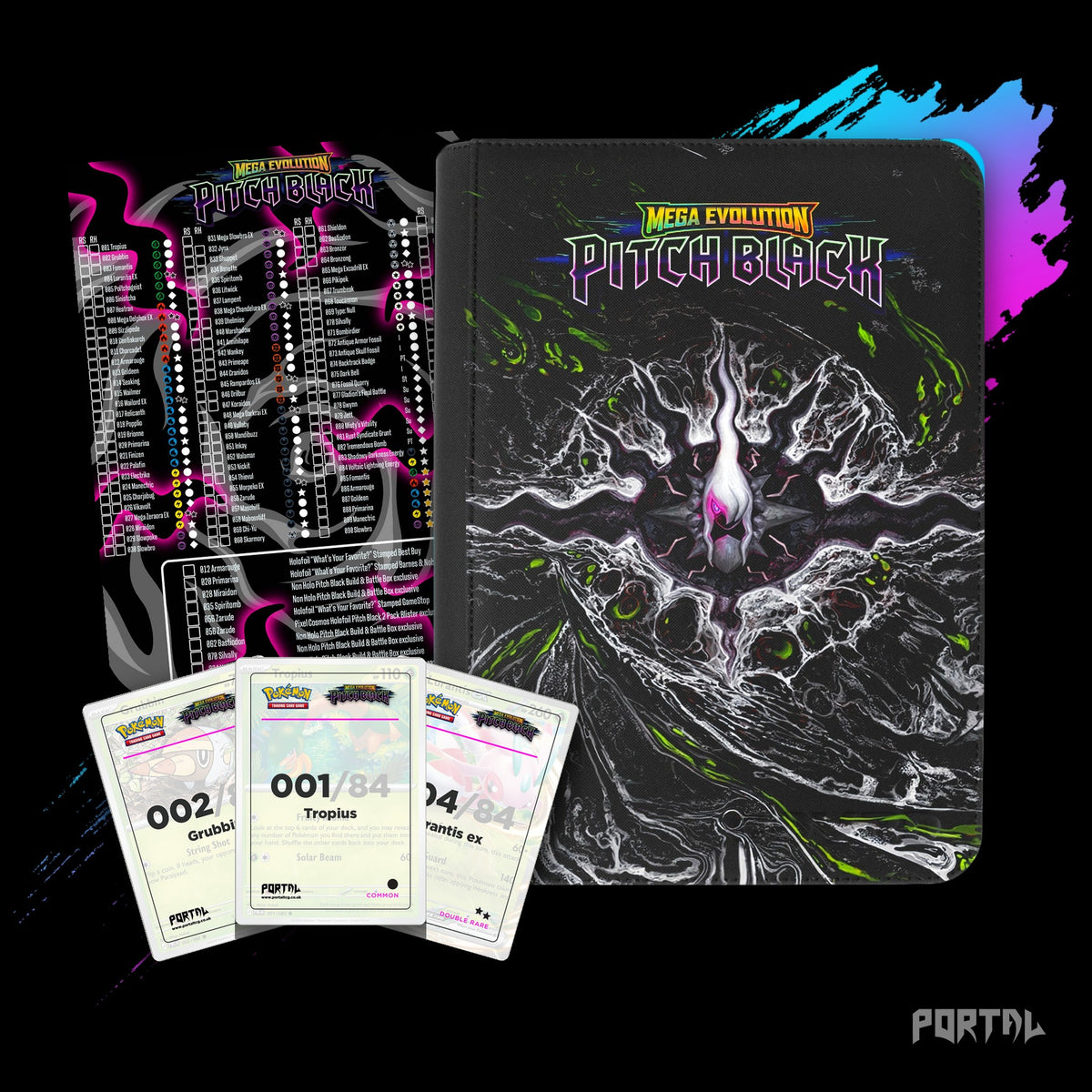 Pokemon Pitch Black master set bundle, everything included with the Mega Darkrai premium binder, Portal TCG