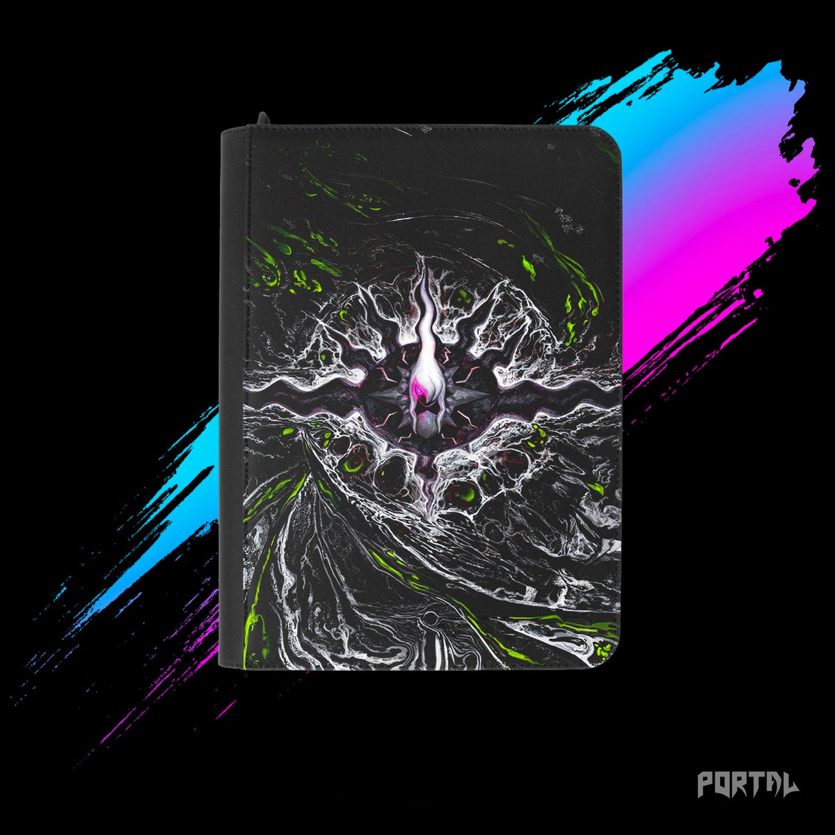 Pokemon Pitch Black Mega Darkrai premium binder, front cover without set logo, Portal TCG