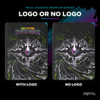 Pokemon Pitch Black Mega Darkrai premium binder, with logo and without logo side by side, Portal TCG