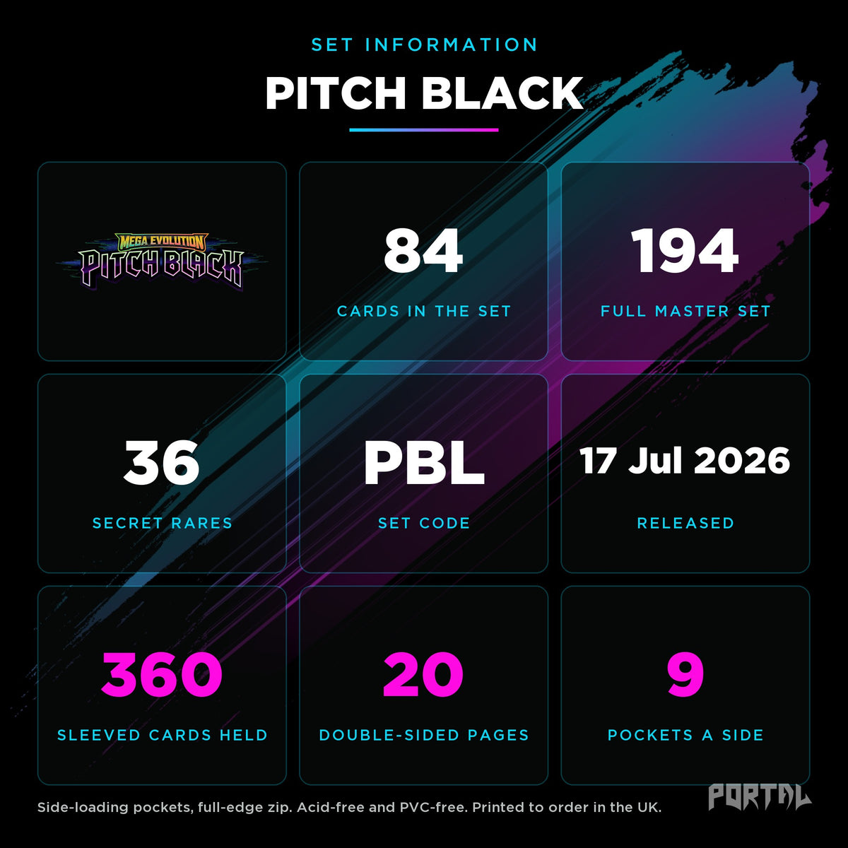 Pokemon Pitch Black Mega Darkrai premium binder, set information, Portal TCG