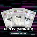 National Pokedex Gen IV (Sinnoh) placeholders, digital download, Portal TCG