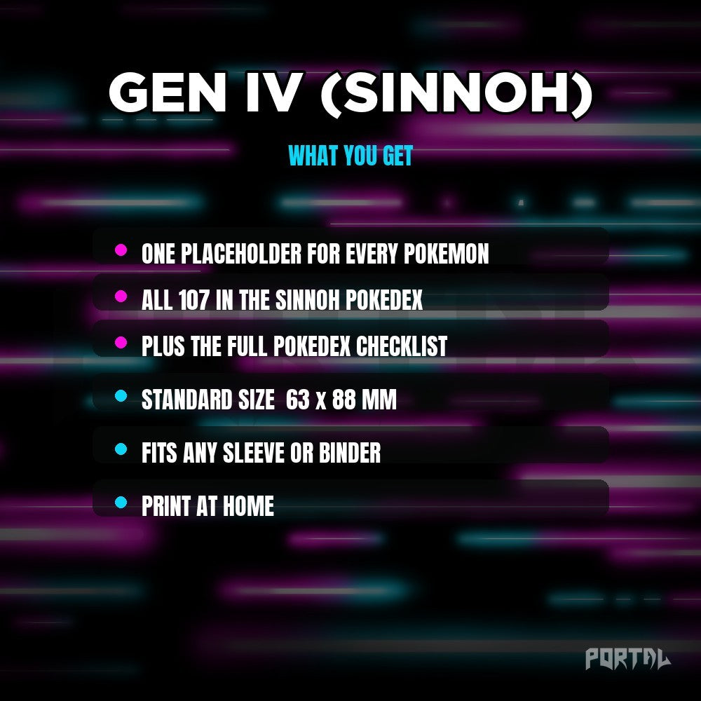 National Pokedex Gen IV (Sinnoh) placeholders, what you get, Portal TCG