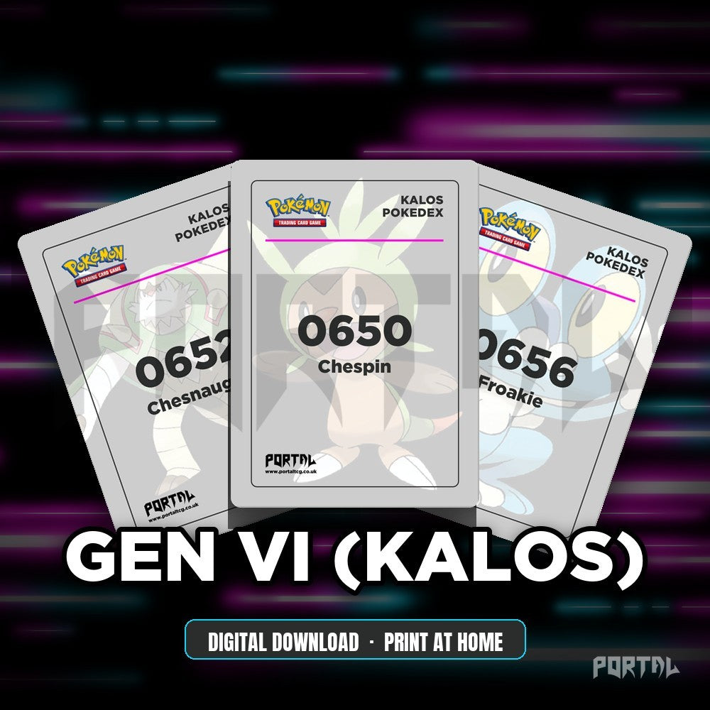 National Pokedex Gen VI (Kalos) placeholders, digital download, Portal TCG