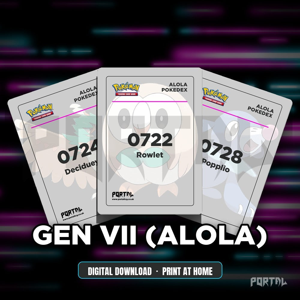 National Pokedex Gen VII (Alola) placeholders, digital download, Portal TCG