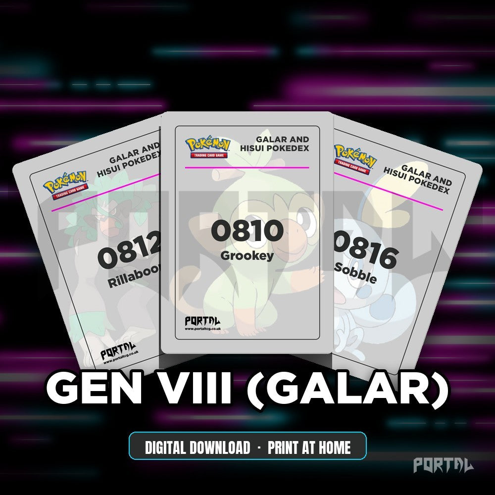 National Pokedex Gen VIII (Galar) placeholders, digital download, Portal TCG