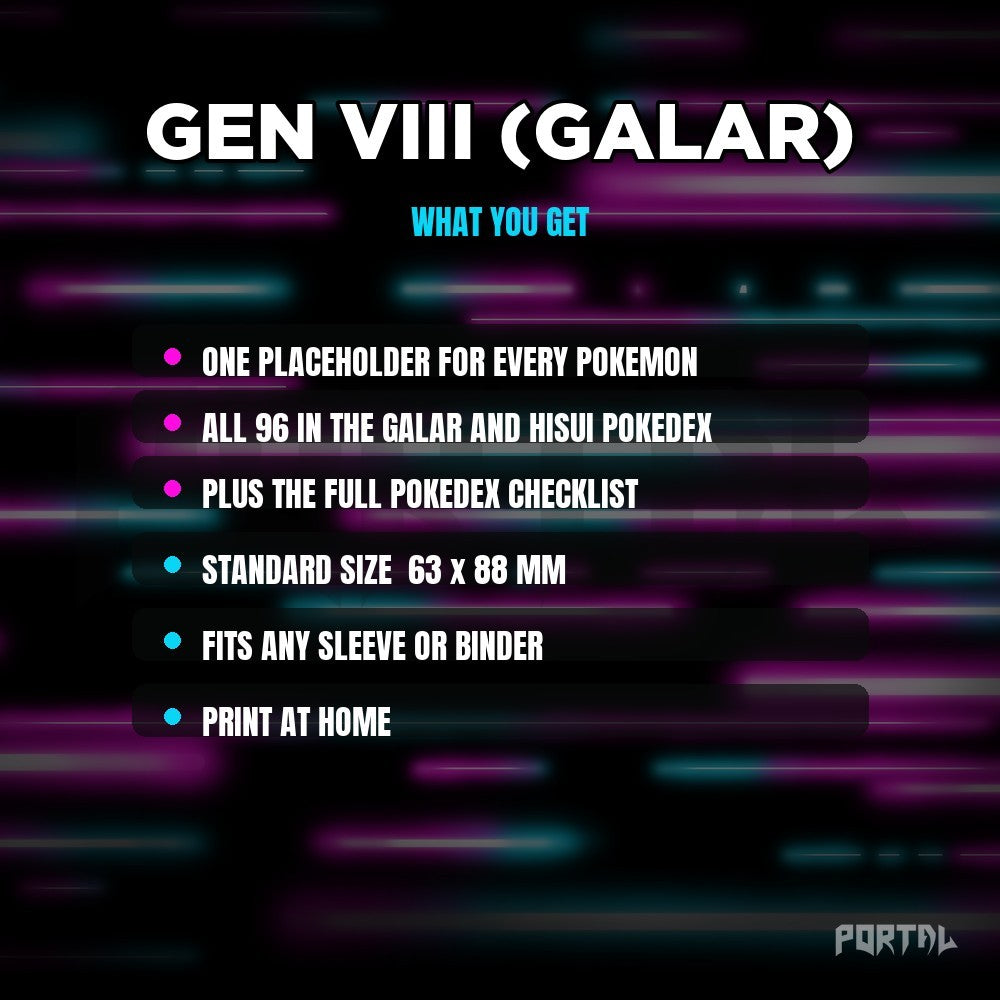 National Pokedex Gen VIII (Galar) placeholders, what you get, Portal TCG