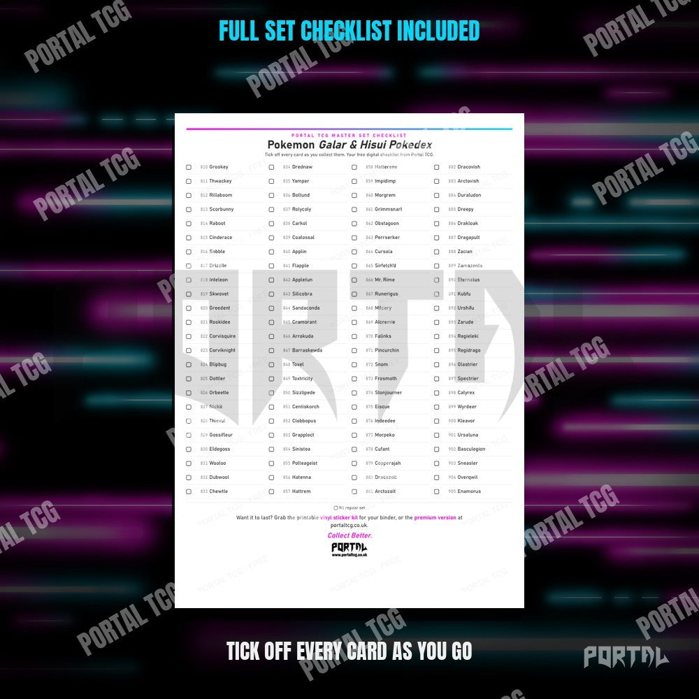 National Pokedex Gen VIII (Galar) placeholders, checklist included, Portal TCG