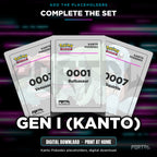 Pokemon Pokedex Kanto Gen I Printed Binder, complete the set with Kanto Pokedex placeholders, Portal TCG