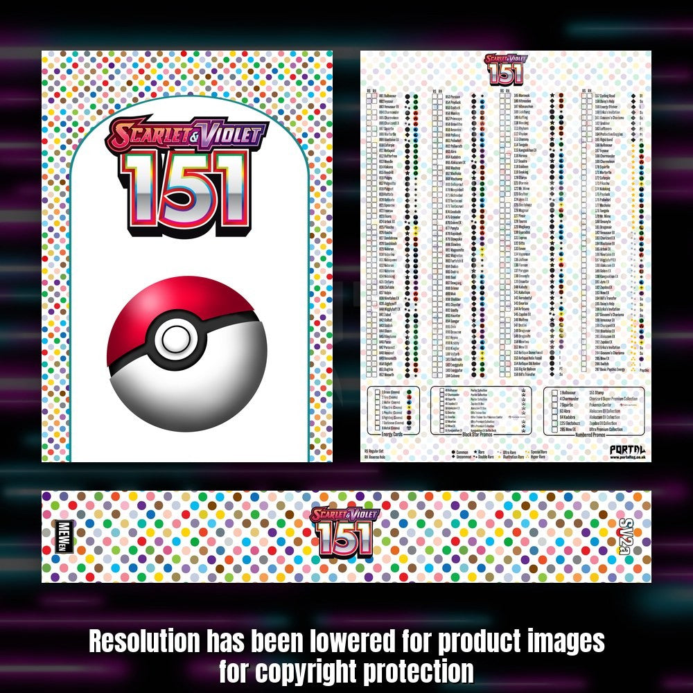 Pokemon 151 master set checklist kit, full kit with cover, spine and checklist, Portal TCG