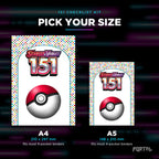 Pokemon 151 master set checklist kit, A4 and A5 sizes, Portal TCG
