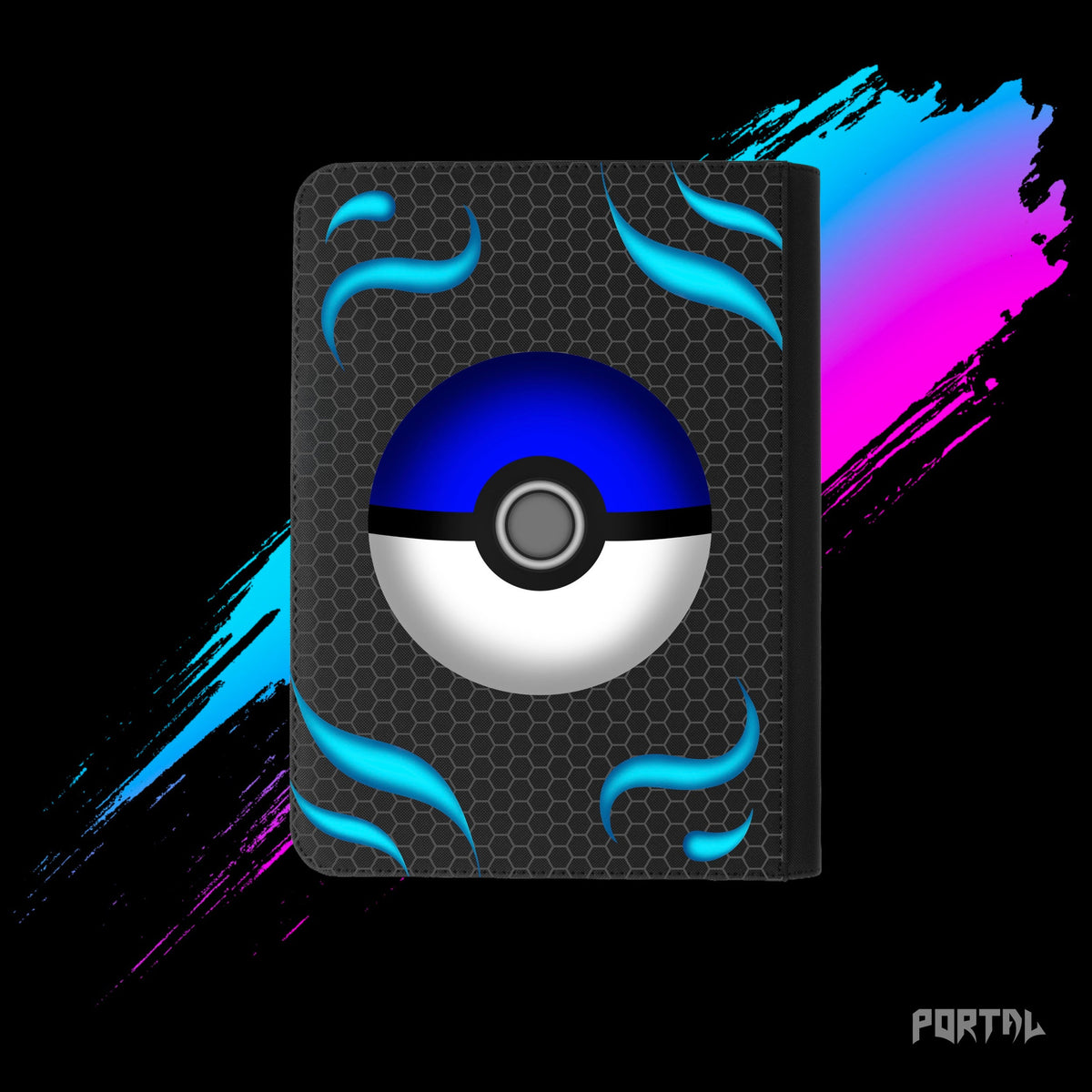 Pokemon Blue Pokeball character binder, back cover, Portal TCG
