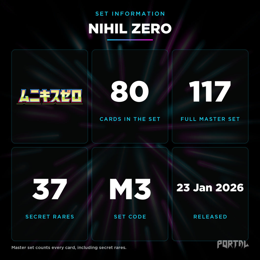 Nihil Zero Japanese set information: 80 cards in the set, 117 in the master set, Portal TCG