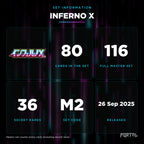 Inferno X Japanese set information: 80 cards in the set, 116 in the master set, Portal TCG