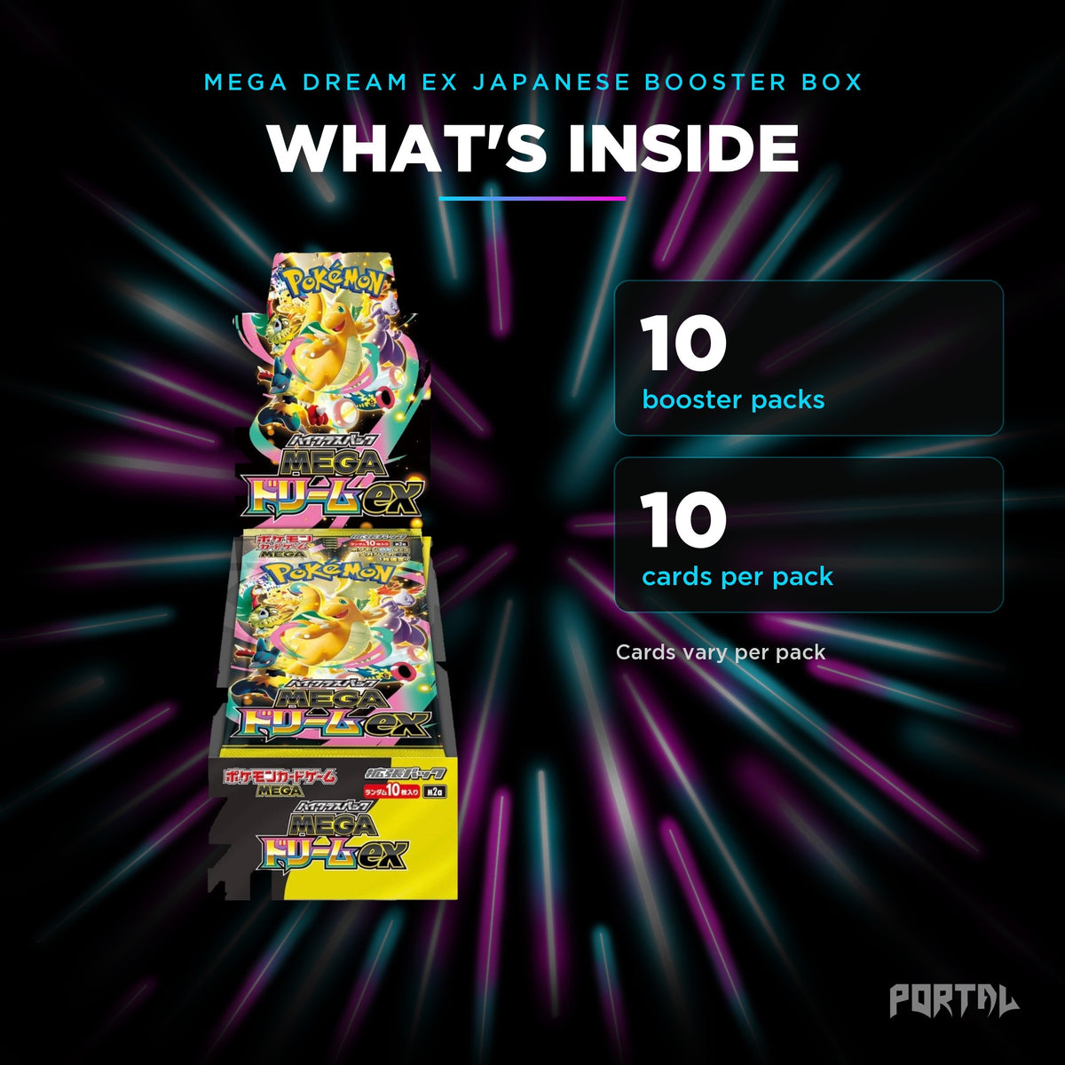 Mega Dream EX Japanese booster box, what's inside, Portal TCG