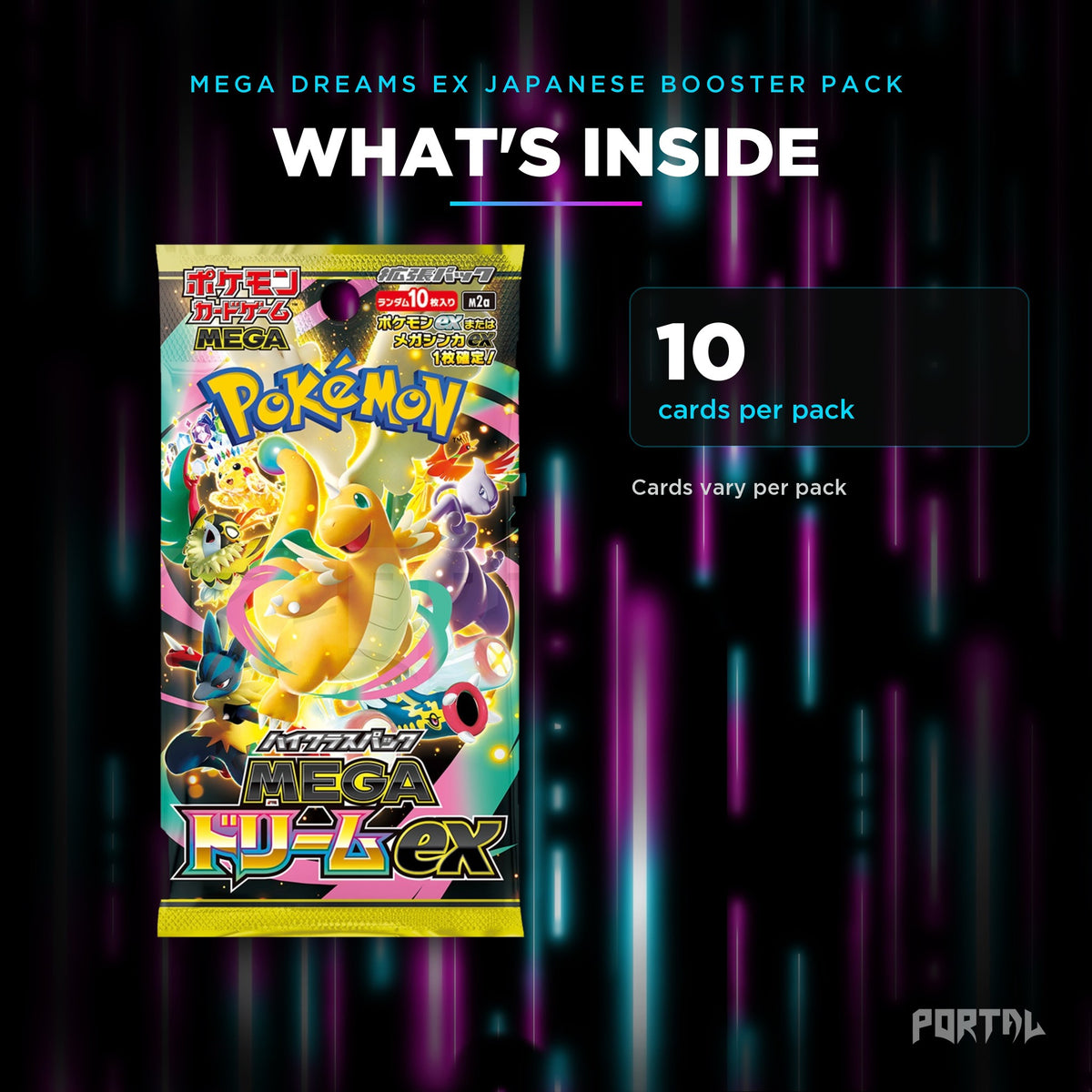 Mega Dreams EX Japanese booster pack, what's inside, Portal TCG