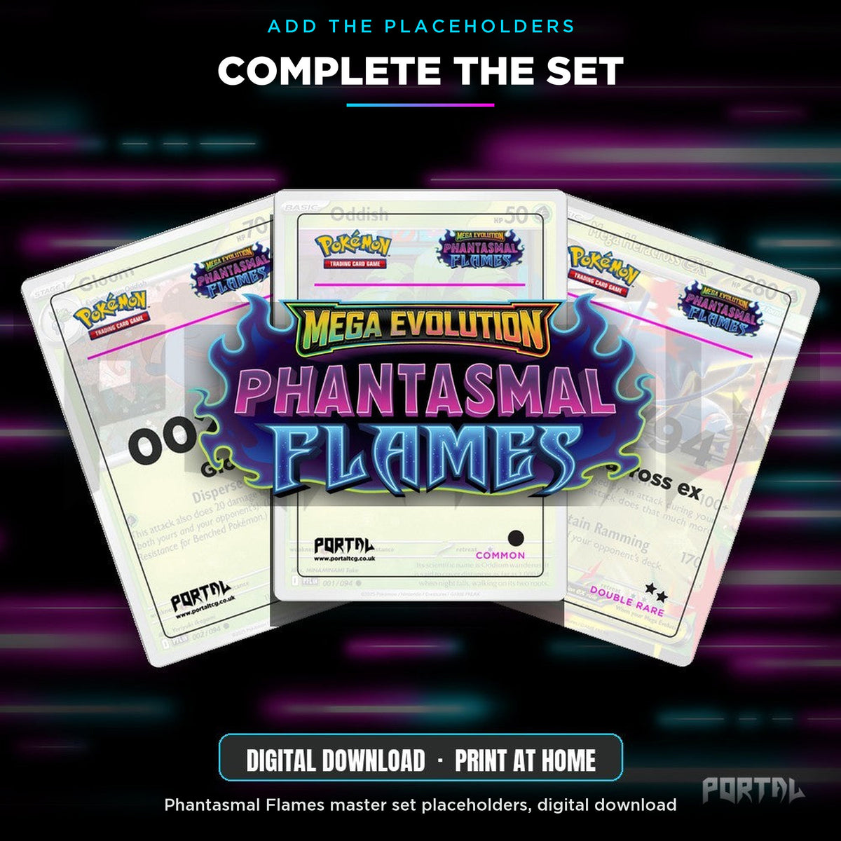Pokemon Phantasmal Flames Standard Printed Binder, complete the set with Phantasmal Flames master set placeholders, Portal TCG