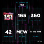 151 set information: 165 cards in the set, 360 in the master set, Portal TCG