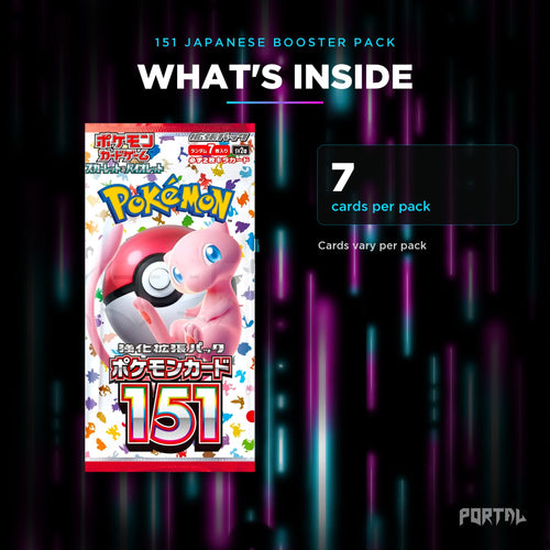 151 Japanese booster pack, what's inside: 7 cards per pack, Portal TCG