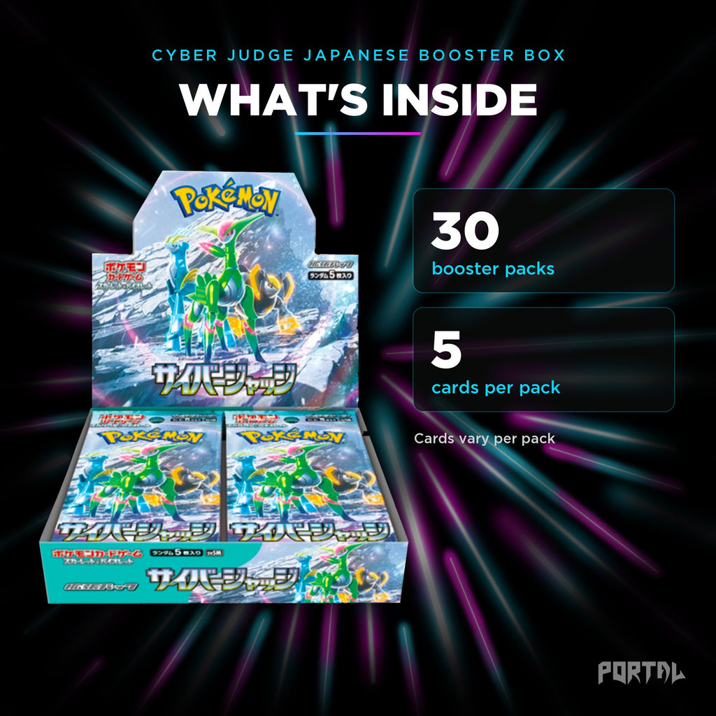 Cyber Judge Japanese booster box, what's inside: 30 booster packs, 5 cards per pack, Portal TCG
