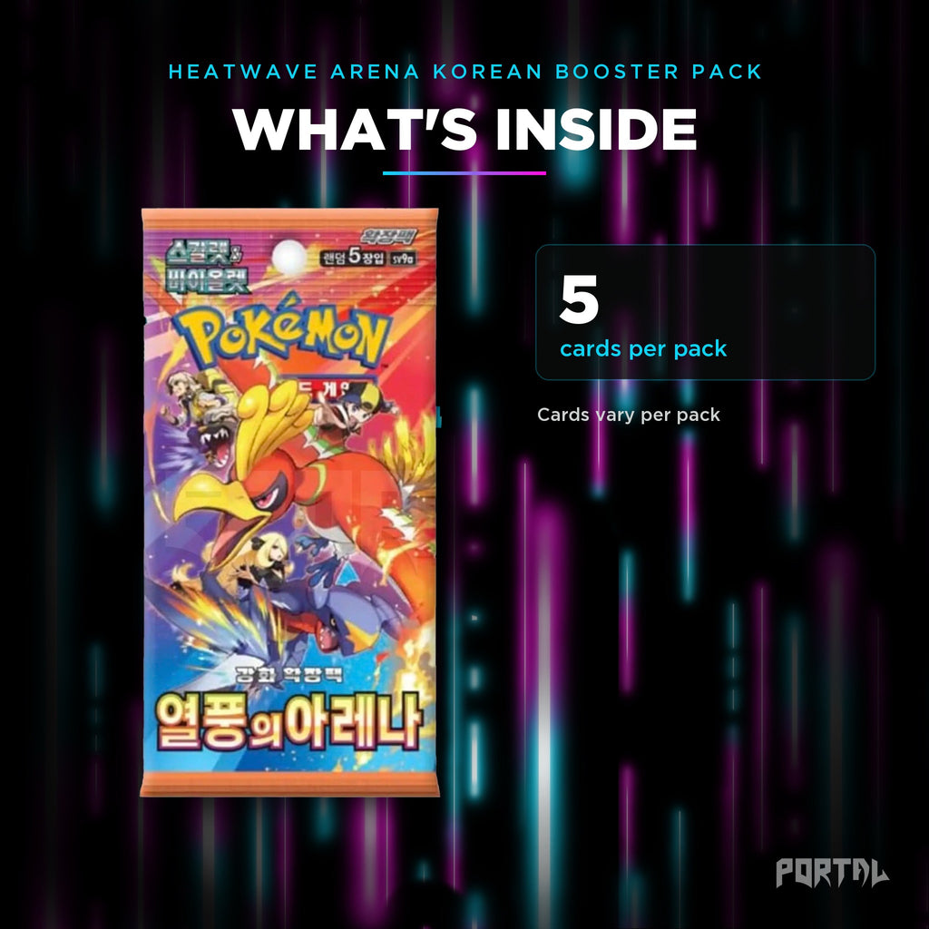 Heatwave Arena Korean booster pack, what's inside: 5 cards per pack, Portal TCG