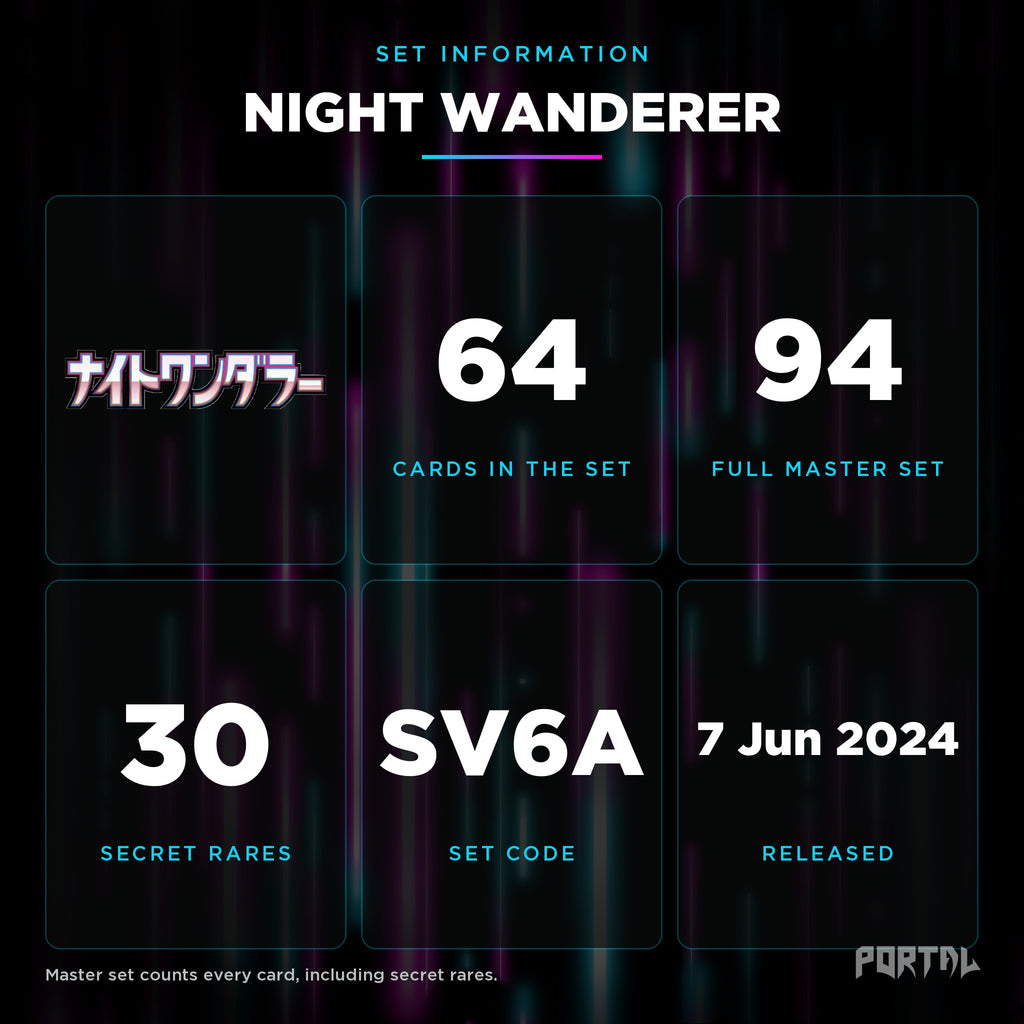 Night Wanderer Japanese set information: 64 cards in the set, 94 in the master set, Portal TCG